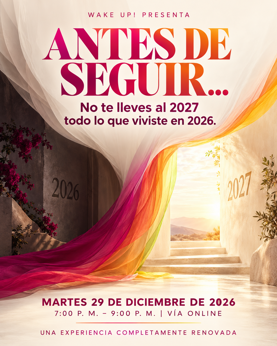 Arte promocional de Wake Up! Antes de seguir: no te lleves al 2027 todo lo que viviste en 2026